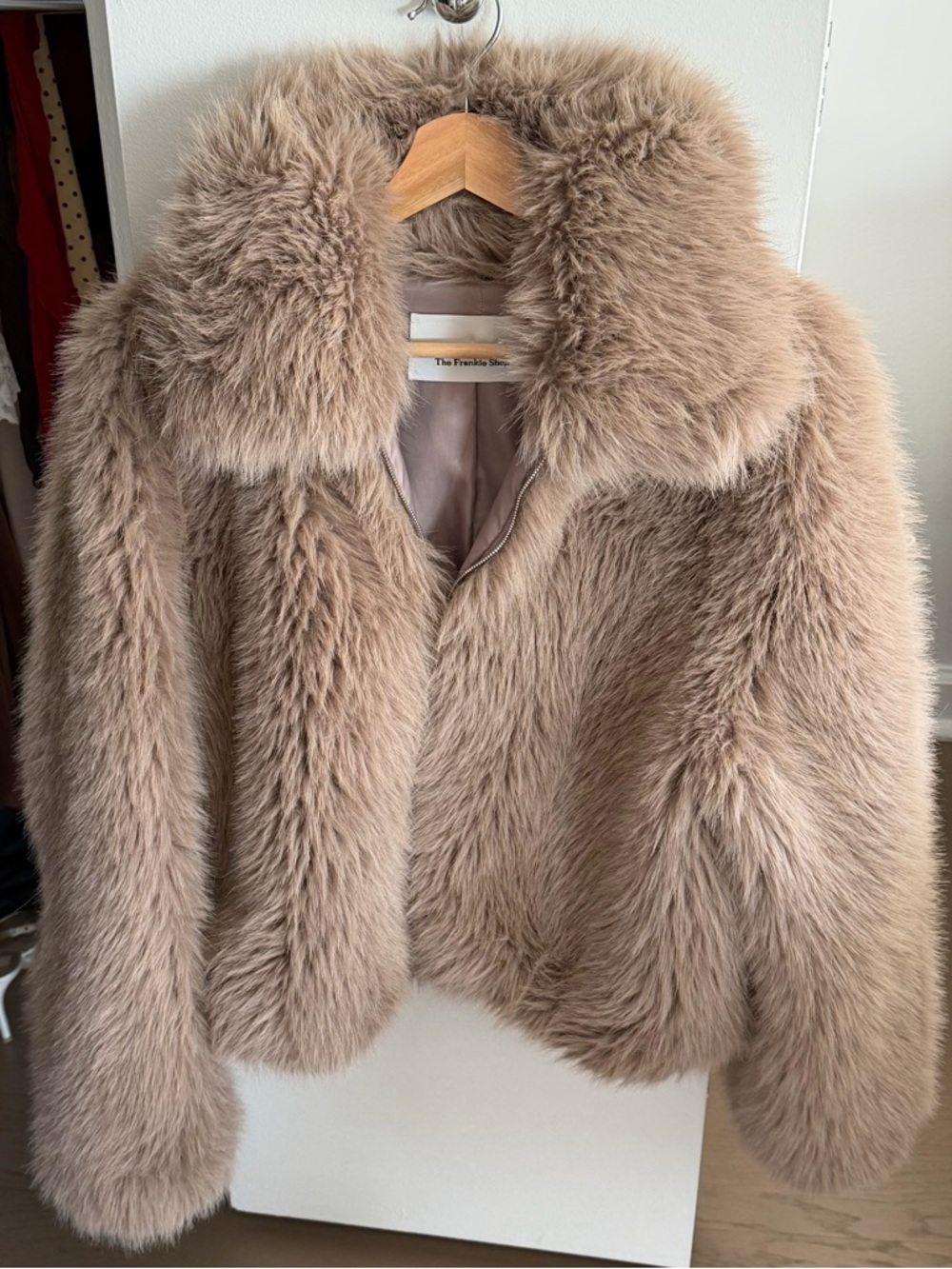 The Frankie Shop Sabrina Faux Fur Coat in Mocha